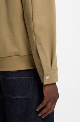 Sudadera en algod&oacute;n aterciopelado con cremallera, Caqui