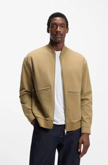 Zip-up sweatshirt in a peached cotton blend