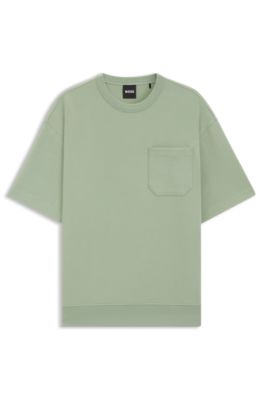 T-shirt en coton m&eacute;lang&eacute; &agrave; la finition peau de p&ecirc;che, Chaux