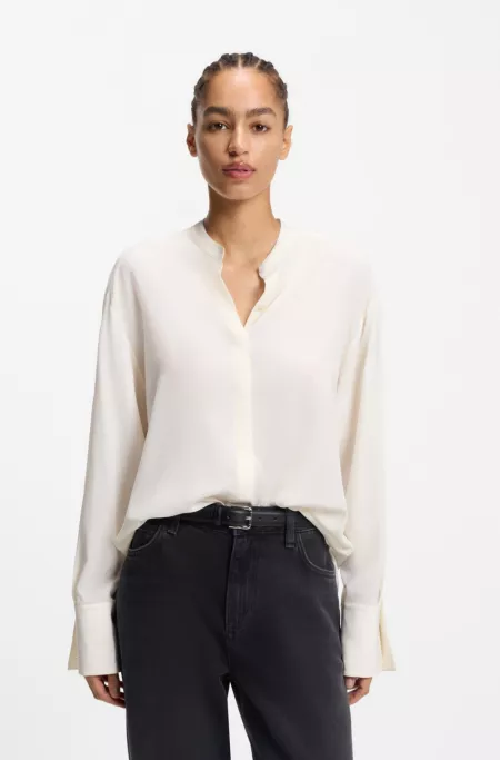 Regular-fit blouse in sandwashed silk