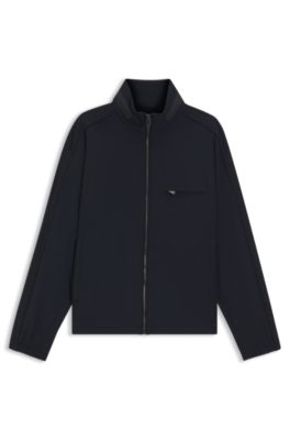 Chaqueta repelente al agua con capucha plegable, Azul oscuro