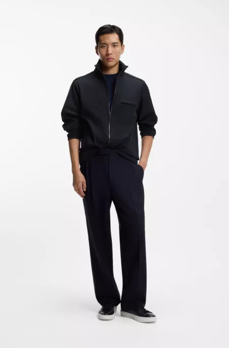 Packable-hood jacket with water-repellent finish