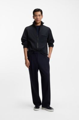 Chaqueta repelente al agua con capucha plegable, Azul oscuro