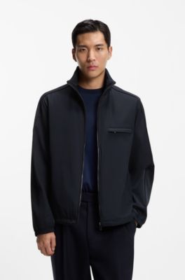 Chaqueta repelente al agua con capucha plegable, Azul oscuro