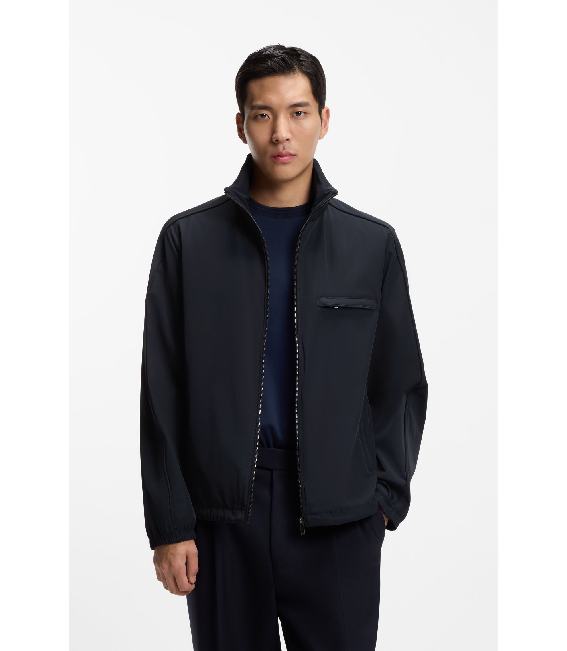 BOSS - Packable-hood jacket with water-repellent finish - Dark Blue