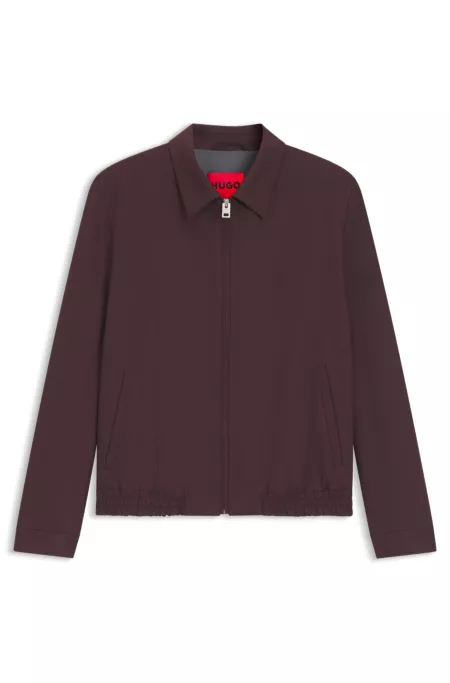 Slim-fit jacket in wool-blend poplin