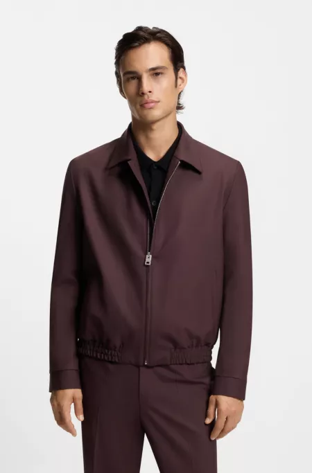 Slim-fit jacket in wool-blend poplin