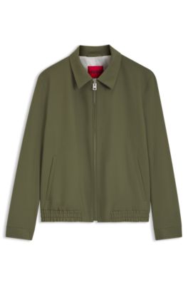 Slim-fit jacket in wool-blend poplin, Light Green