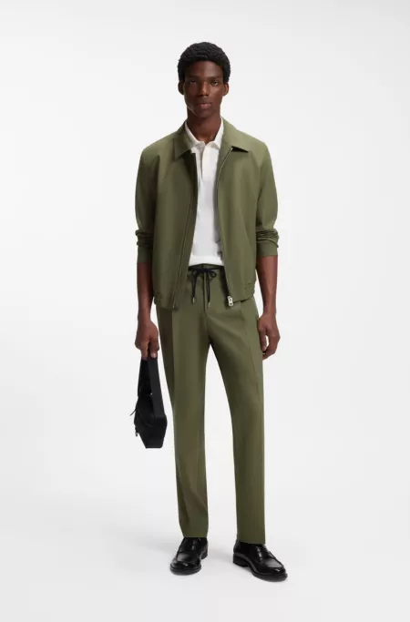 Slim-fit jacket in wool-blend poplin
