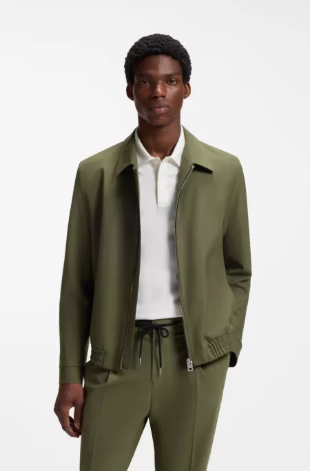Slim-fit jacket in wool-blend poplin