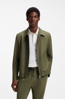 Chaqueta slim fit en popel&iacute;n de mezcla de lana, Cal
