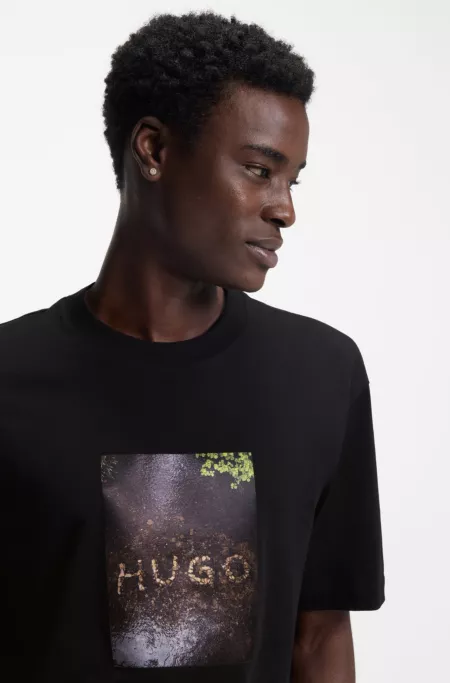 Appliqué-print T-shirt in cotton jersey