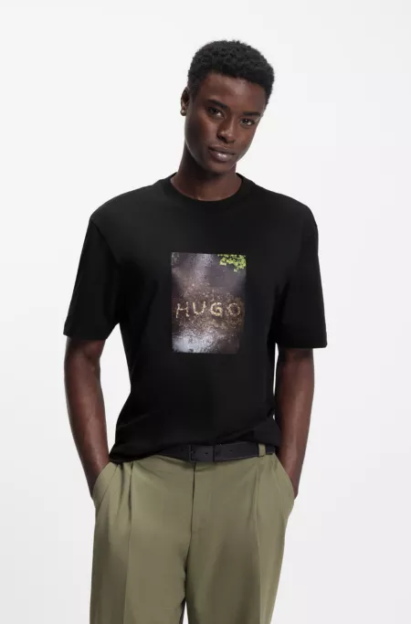 Appliqué-print T-shirt in cotton jersey