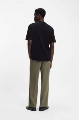 Camiseta de punto de algod&oacute;n con aplique estampado, Negro