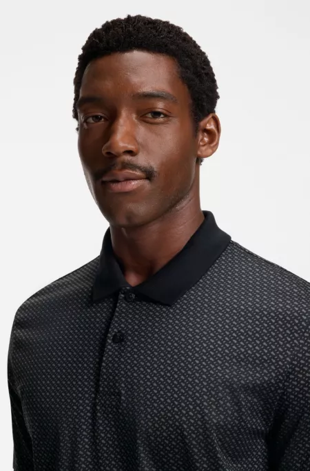 Mercerised-cotton polo shirt with two-tone monograms