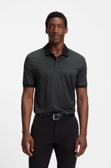 Mercerised-cotton polo shirt with two-tone monograms