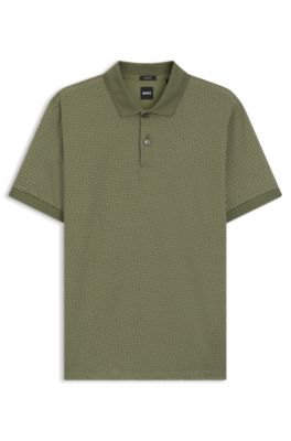 Mercerised-cotton polo shirt with two-tone monograms, Green