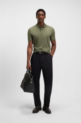 Polo de algod&oacute;n mercerizado con monogramas en dos tonos, Verde