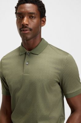 Mercerised-cotton polo shirt with two-tone monograms, Green