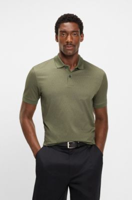 Mercerised-cotton polo shirt with two-tone monograms, Green