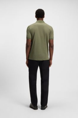 Mercerised-cotton polo shirt with two-tone monograms, Green