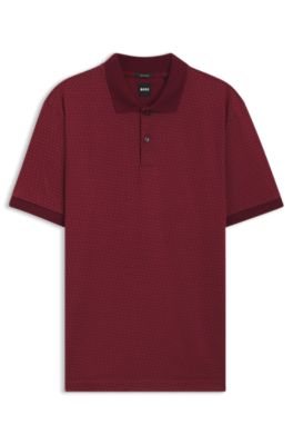 Mercerised-cotton polo shirt with two-tone monograms, Dark Red