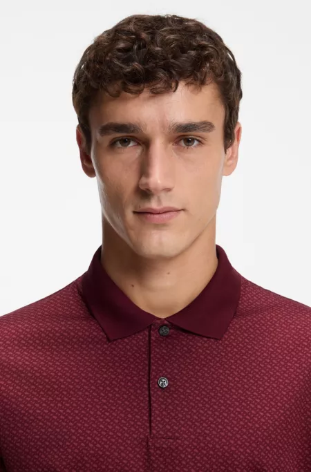 Mercerised-cotton polo shirt with two-tone monograms