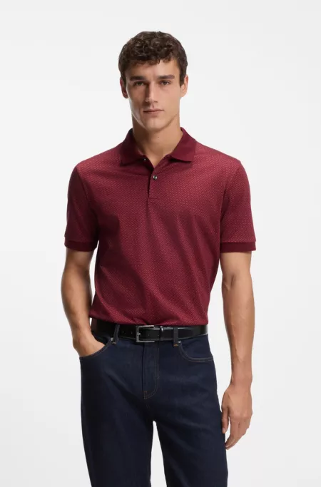 Mercerised-cotton polo shirt with two-tone monograms