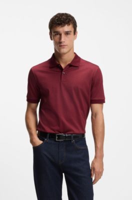Mercerised-cotton polo shirt with two-tone monograms, Dark Red