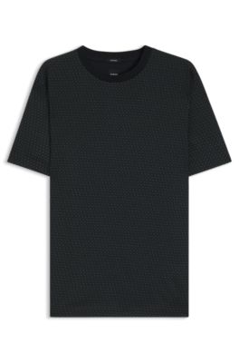 Mercerised-cotton T-shirt with two-tone monograms, Black