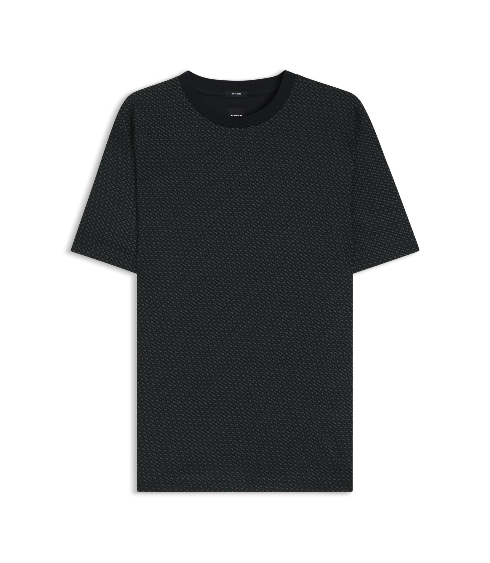 BOSS - Mercerized-cotton T-shirt with two-tone monograms - Black