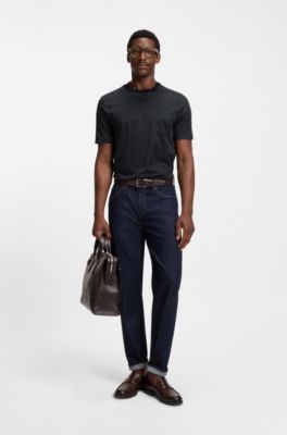 Camiseta de algod&oacute;n mercerizado con monogramas en dos tonos, Negro