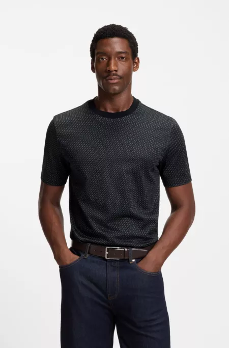 Mercerised-cotton T-shirt with two-tone monograms