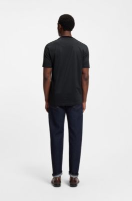 Mercerised-cotton T-shirt with two-tone monograms, Black