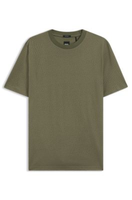 Mercerised-cotton T-shirt with two-tone monograms, Green