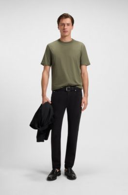 Mercerised-cotton T-shirt with two-tone monograms, Green