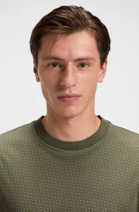 Mercerised-cotton T-shirt with two-tone monograms