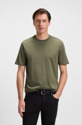 Mercerised-cotton T-shirt with two-tone monograms, Green