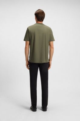 Mercerised-cotton T-shirt with two-tone monograms, Green