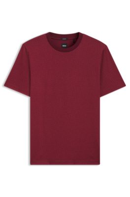 Mercerised-cotton T-shirt with two-tone monograms, Dark Red