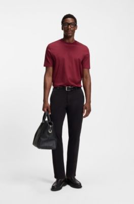 Mercerised-cotton T-shirt with two-tone monograms, Dark Red