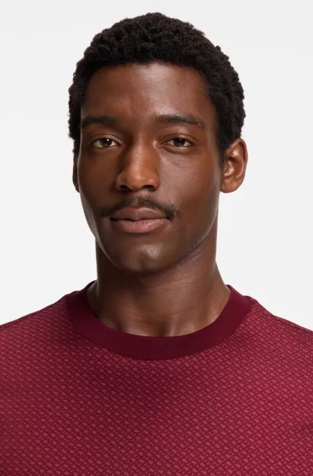 Mercerised-cotton T-shirt with two-tone monograms