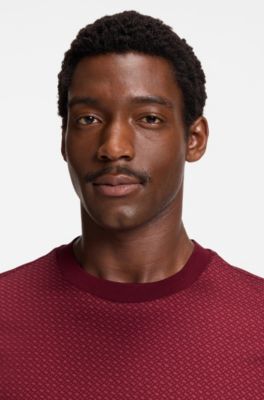 Mercerised-cotton T-shirt with two-tone monograms, Dark Red