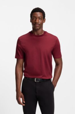 Mercerised-cotton T-shirt with two-tone monograms, Dark Red
