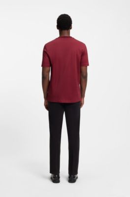 Camiseta de algod&oacute;n mercerizado con monogramas en dos tonos, Rojo oscuro