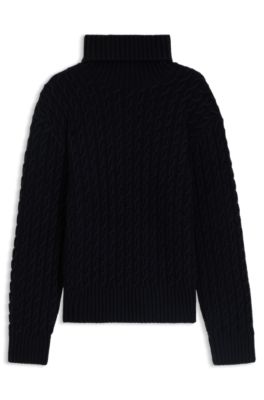 Pull BECKHAM&nbsp;x&nbsp;BOSS en maille torsad&eacute;e de laine et de cachemire, Bleu fonc&eacute;