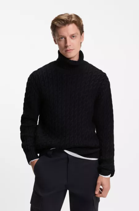 BECKHAM x BOSS cable-knit sweater in wool and cashmere