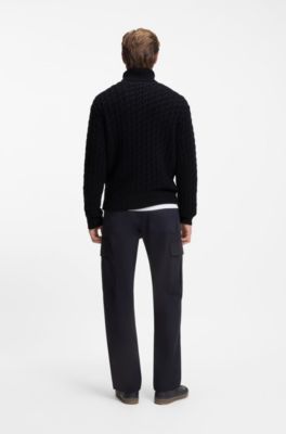 Jersey BECKHAM&nbsp;x&nbsp;BOSS de punto trenzado de lana y cashmere, Azul oscuro