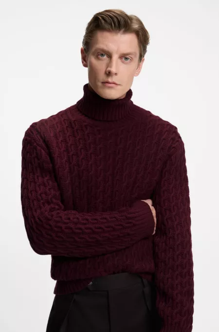 BECKHAM x BOSS cable-knit sweater in wool and cashmere