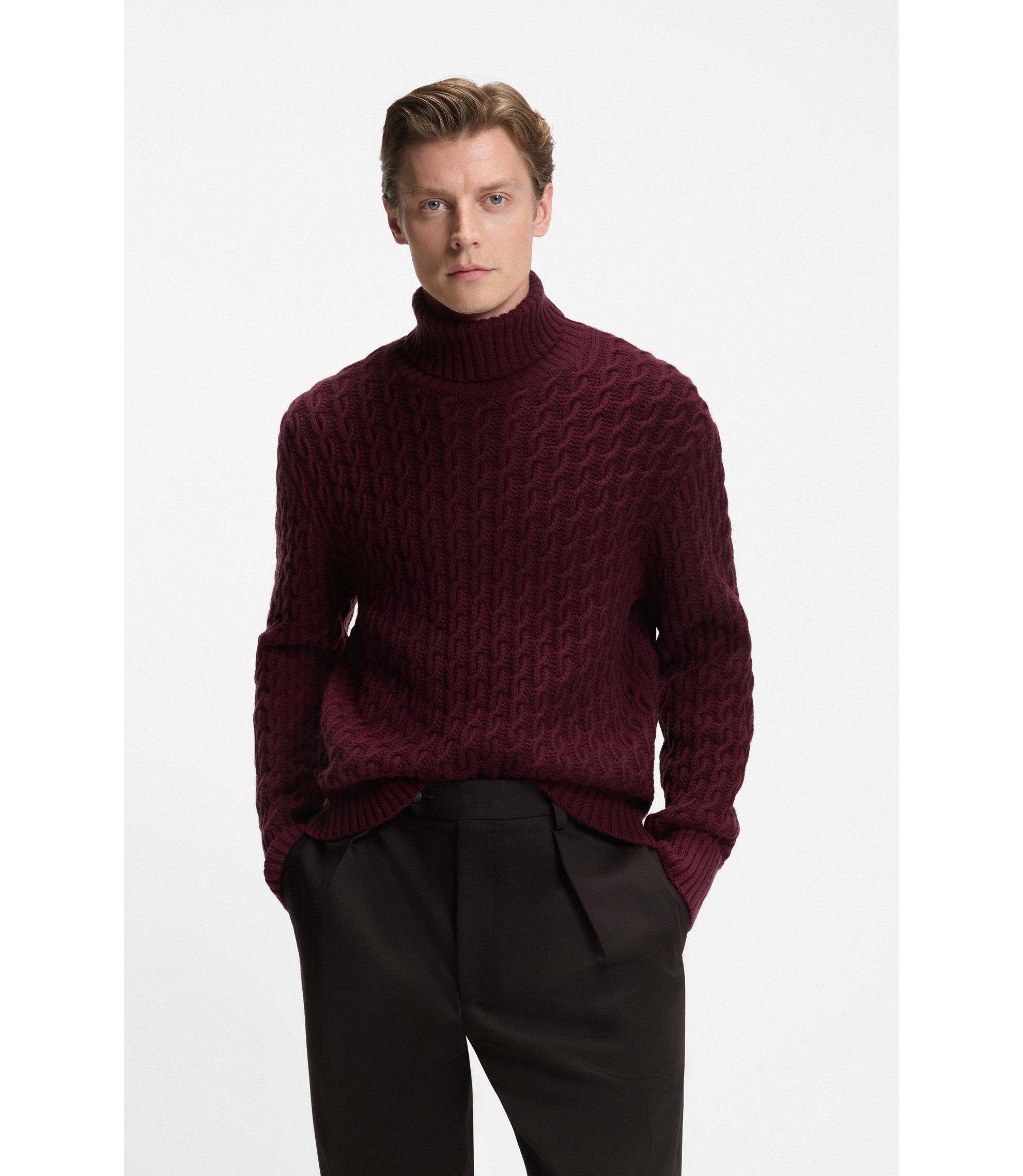 BOSS - BECKHAM x BOSS cable-knit sweater in wool and cashmere